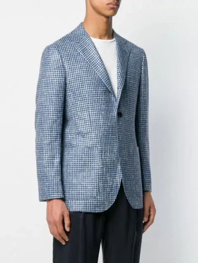 Shop Kiton Houndstooth Blazer In Blue