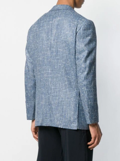 Shop Kiton Houndstooth Blazer In Blue