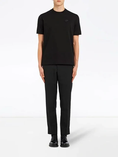 Shop Prada Slim Fit Piqué T-shirt In Black
