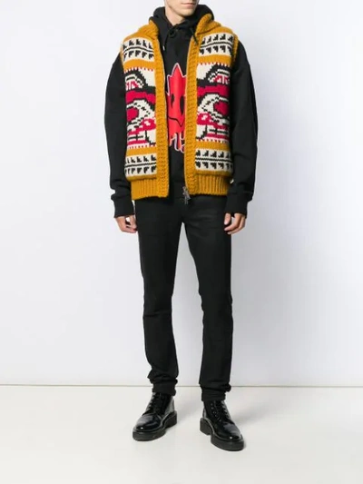 Shop Dsquared2 Pattern Knit Gilet In Yellow