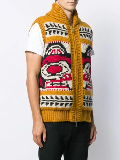 Shop Dsquared2 Pattern Knit Gilet In Yellow