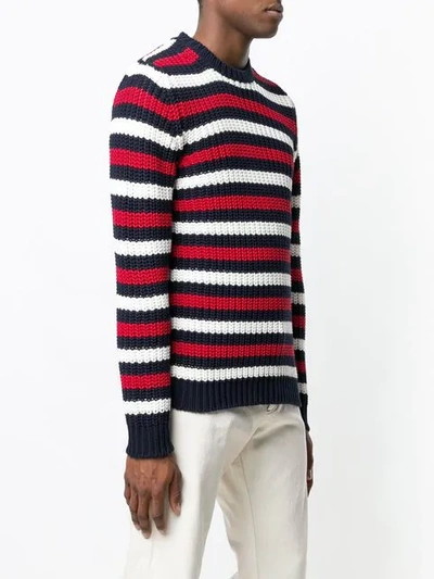 Shop Mp Massimo Piombo Striped Chunky Sweater In Black