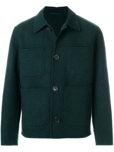 Shop Ami Alexandre Mattiussi Double Face Construction Patch Pockets Jacket In Green