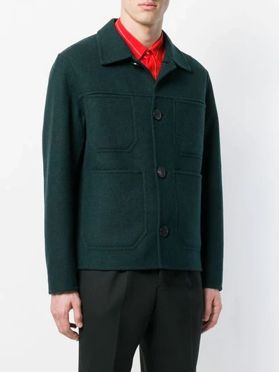 Shop Ami Alexandre Mattiussi Double Face Construction Patch Pockets Jacket In Green