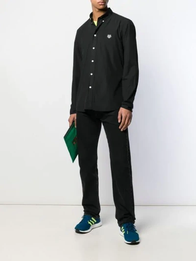 Shop Kenzo Embroidered Logo Shirt In Black