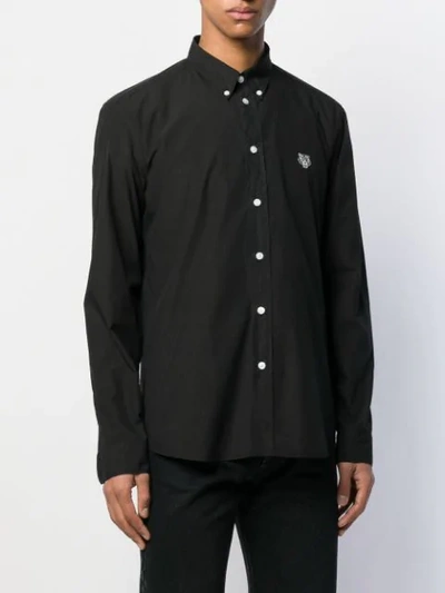 Shop Kenzo Embroidered Logo Shirt In Black