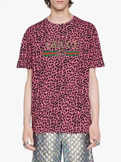 Shop Gucci Oversize T-shirt With  Logo In Pink