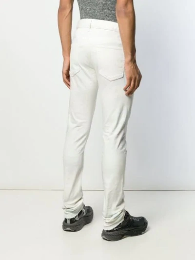 Shop John Elliott Frayed Hem Slim-fit Trousers In Neutrals