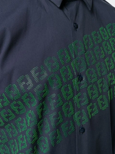 Shop Fendi Textured Ff Logo Shirt In F0qg3 Blu Navy
