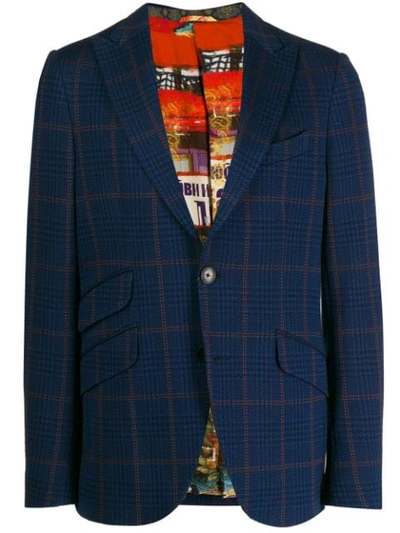 Shop Etro Houndstooth Jacket In Blue