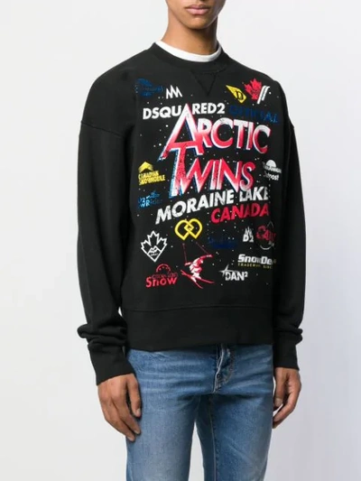 DSQUARED2 ARTIC PATCH PATTERN SWEATSHIRT - 黑色