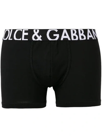 Shop Dolce & Gabbana Logo Banded Boxers In Black