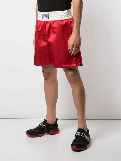 Shop Just Don Logo Patch Boxing Shorts In Red