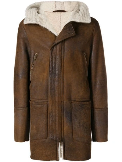 Shop Salvatore Santoro Longline Shearling Jacket In Brown