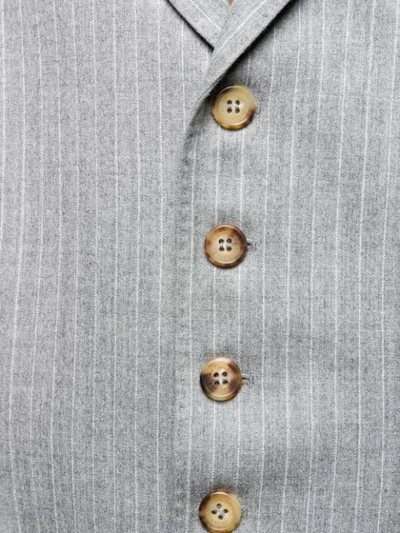 Shop Brunello Cucinelli Striped Single-breasted Waistcoat In Grey