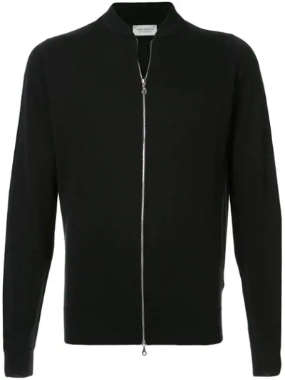 Shop John Smedley Knitted Bomber Jacket In Black