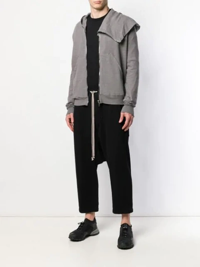 Shop Rick Owens Drkshdw Asymmetric Zipped Hoodie In Grey