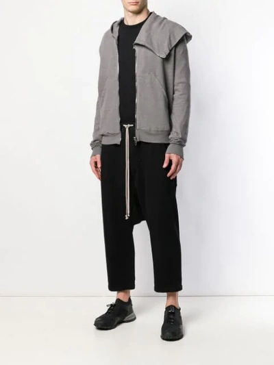 RICK OWENS DRKSHDW ASYMMETRIC ZIPPED HOODIE - 灰色