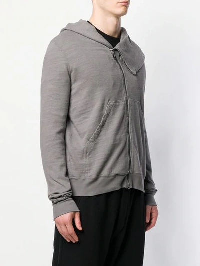 RICK OWENS DRKSHDW ASYMMETRIC ZIPPED HOODIE - 灰色