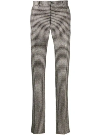 Shop Etro Checked Slim Fit Trousers In Neutrals
