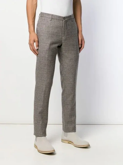 Shop Etro Checked Slim Fit Trousers In Neutrals