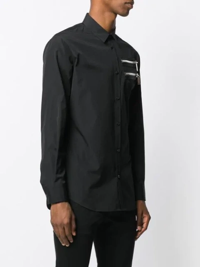 Shop Dsquared2 Zip Detail Button-up Shirt In Black