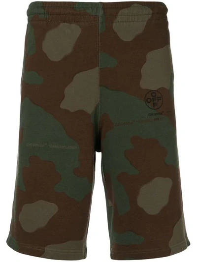 Shop Off-white Camouflage Track Shorts In Green