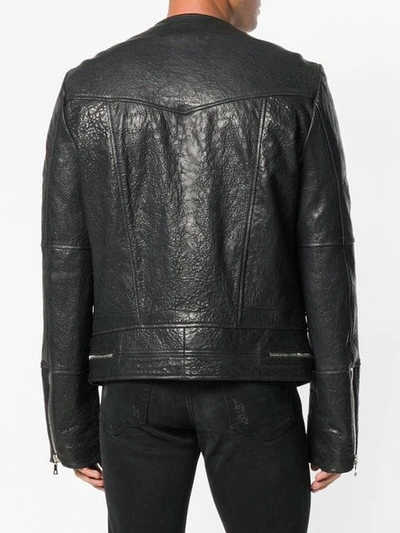 Shop Balmain Bubble Leather Jacket - Black