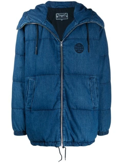 Shop Mcq By Alexander Mcqueen Denim Quilted Coat In Blue