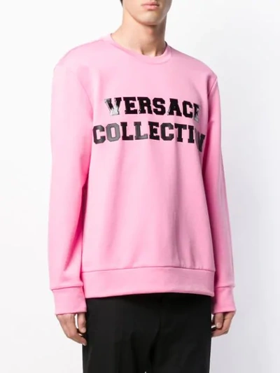 Shop Versace Logo Sweatshirt In Pink