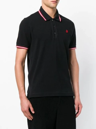 Shop Bally Striped Polo Shirt In Black
