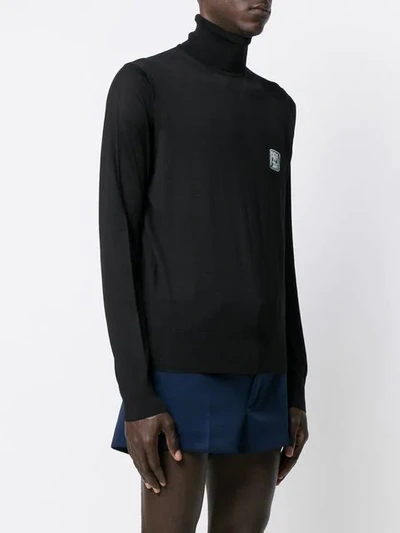 Shop Prada Logo Polo Neck In Black