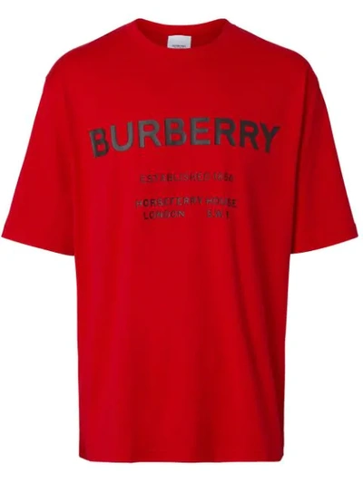 Shop Burberry Horseferry Print Cotton T-shirt In Bright Red