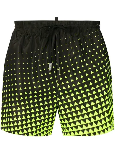 Shop Dsquared2 Geometric Print Swim Shorts In Black