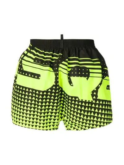 Shop Dsquared2 Geometric Print Swim Shorts In Black