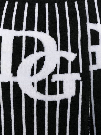 Shop Dolce & Gabbana Striped Logo Socks In Black