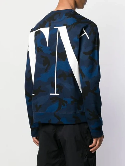 Shop Valentino Macro Camouflage Print Sweatshirt In Blue