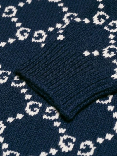 Shop Gucci Gg And Reindeer Jacquard Sweater In Blue