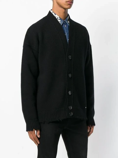 Shop Dsquared2 Ausgefranster Grobstrick-cardigan In Black