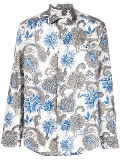 Shop Etro Floral Paisley Print Shirt - Blue