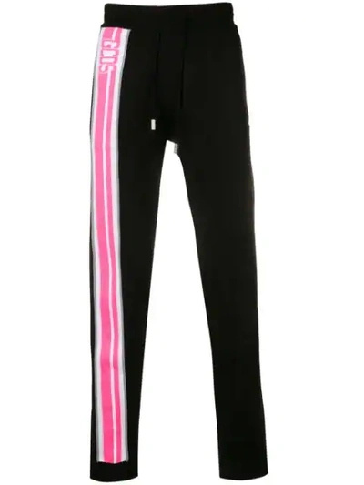 Shop Gcds Logo Stripe Track Pants In Black