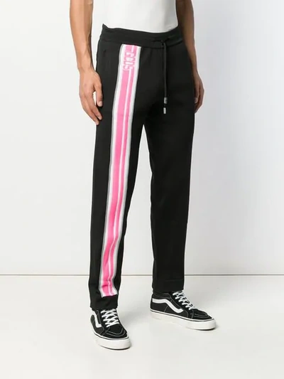 Shop Gcds Logo Stripe Track Pants In Black