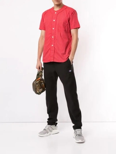 Shop Supreme Cdg Pinstripe Baseball Jersey In Red