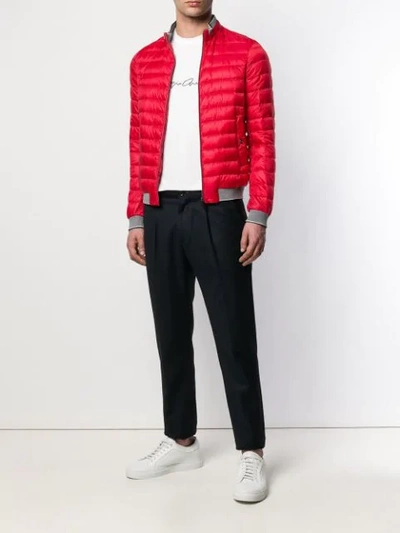 Herno Quilted High Neck Jacket In Red