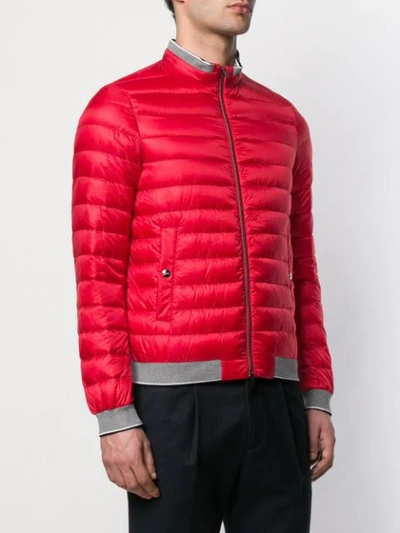Herno Quilted High Neck Jacket In Red