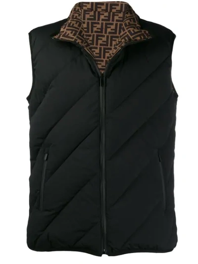 Shop Fendi Quilted Padded Gilet In Black