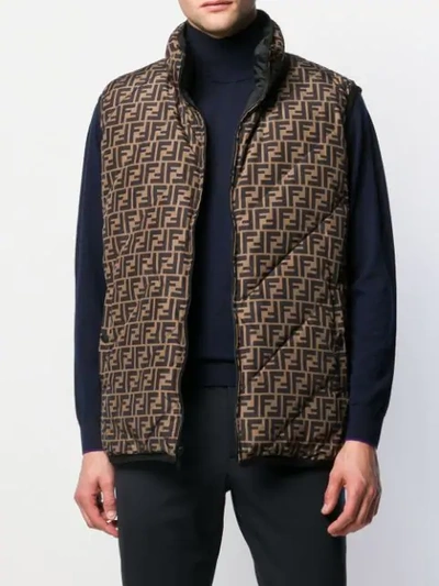 Shop Fendi Quilted Padded Gilet In Black