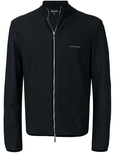 Shop Giorgio Armani Chest Logo Lightweight Jacket In Blue