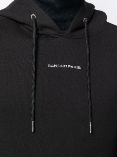 SANDRO PARIS 对比LOGO连帽衫 - 黑色