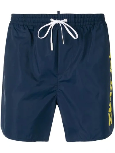 Shop Dsquared2 Logo Swim Shorts In Blue